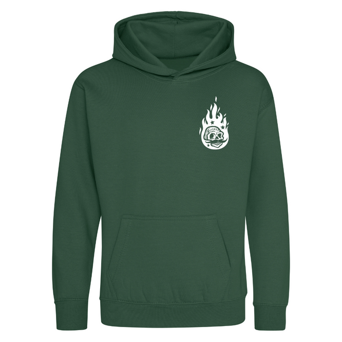 Kids Burning Man Hoodie Bottle Green