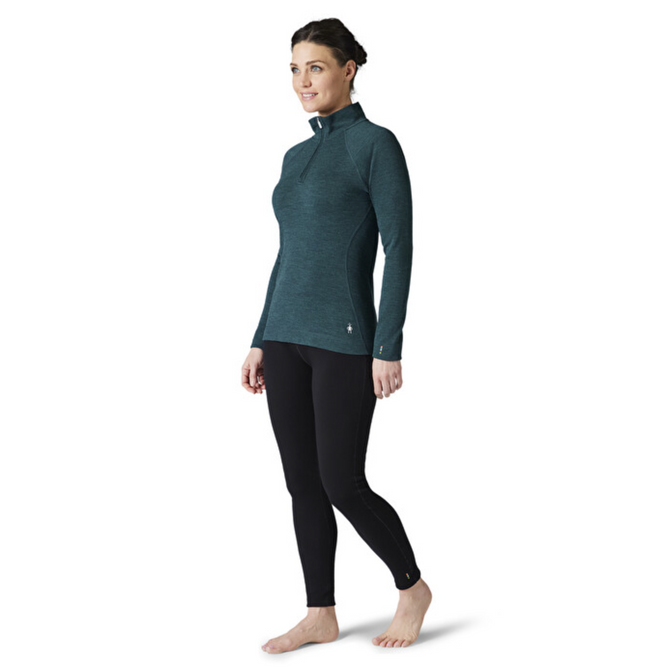 Womens Classic Thermal Merino Baselayer 1/4 zip Twilight Blue Heather