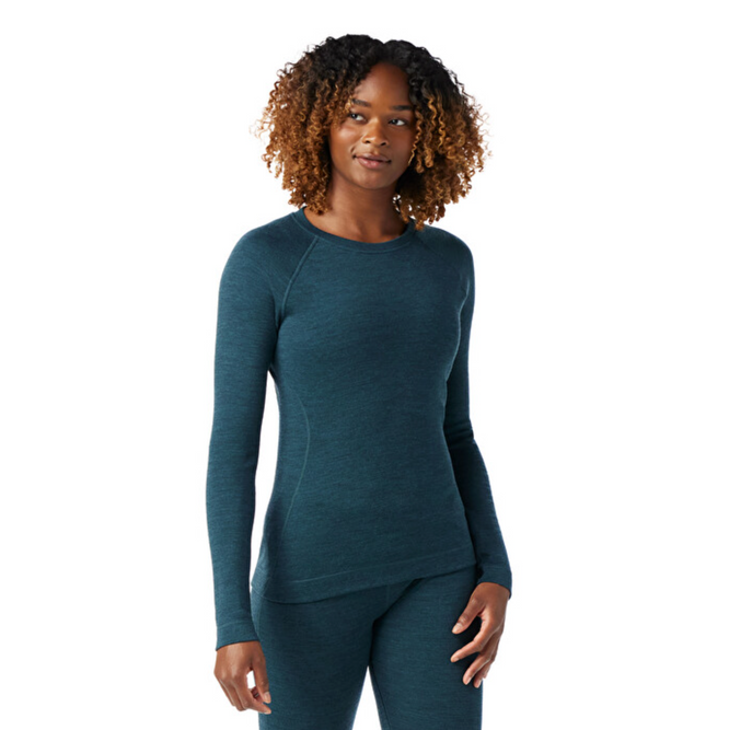 Womens Classic Thermal Merino Baselayer Crew Twilight Blue Heather