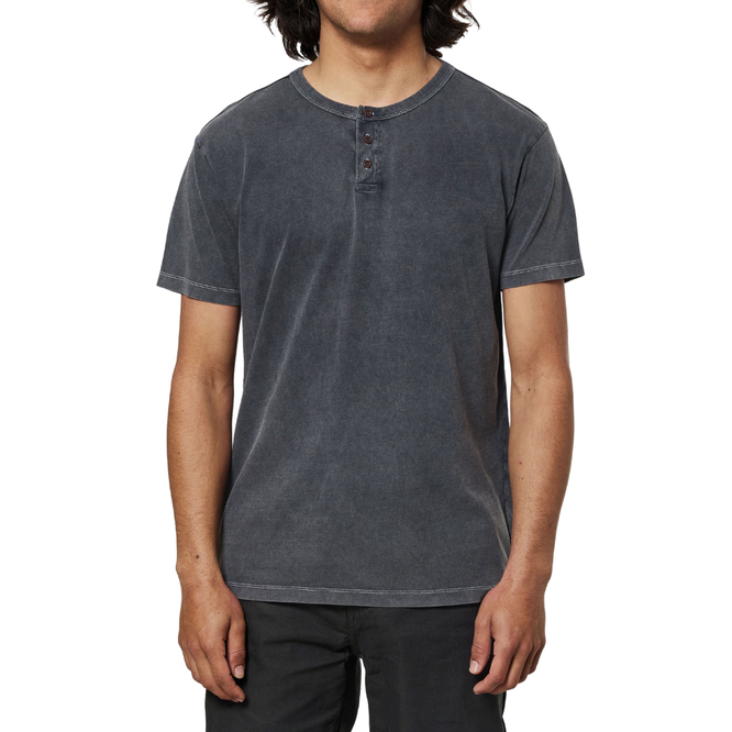 Mesa Henley T-shirt Schwarz Sand Wash