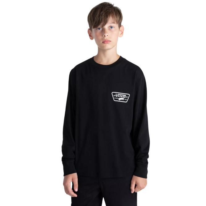 Kids Full Patch Back Longsleeve T-Shirt Schwarz/Weiß