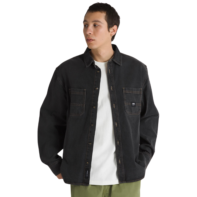 Stevens Denim Woven Shirt Pavement Washed Schwarz