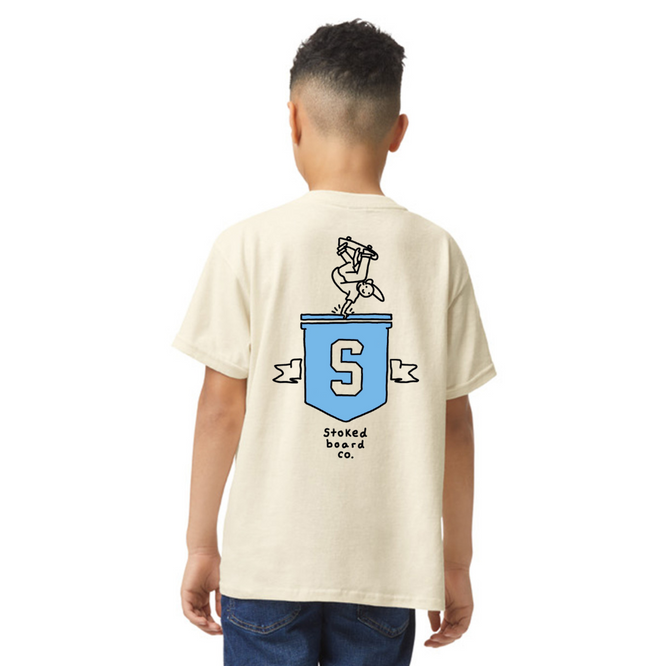 Kinder Handplant Blue T-shirt Natural