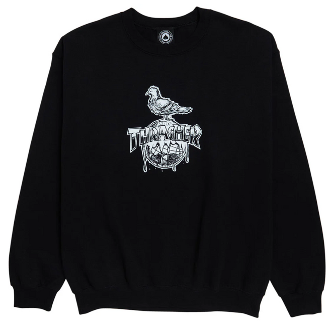 Thrasher x Antihero decken die Erde Crewneck schwarz