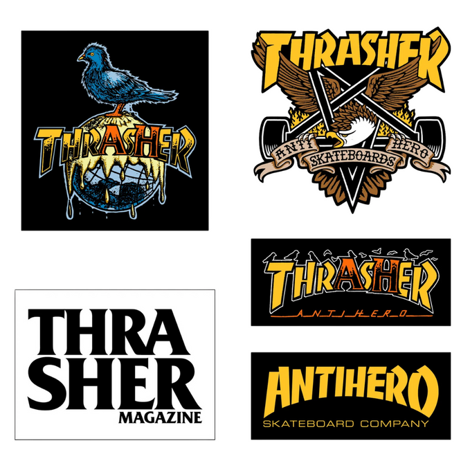 Thrasher x Antihero Aufkleber 5er-Pack